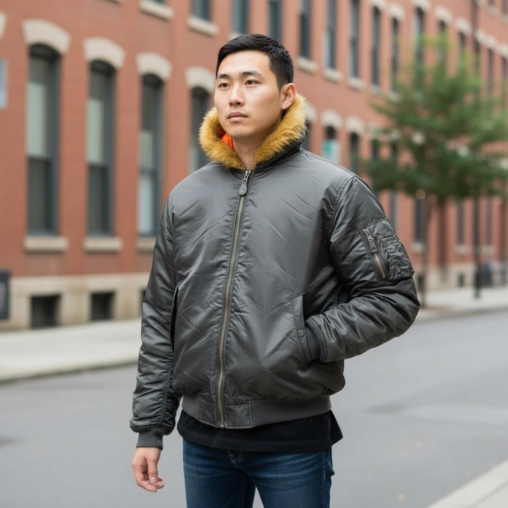 VTG Jordan Craig Black Bomber Jacket Orange Lined Outerwear Men's‎ Size 2XL NEW